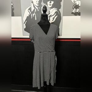 Faded Glory L Casual Stripe Wrap Dress